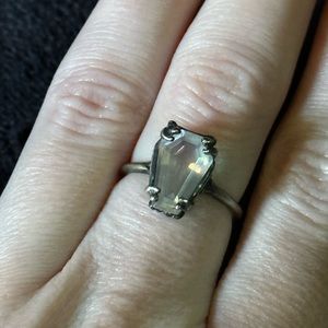 Blood milk Easeful Death. Small Rose Quartz Coffin Ring.